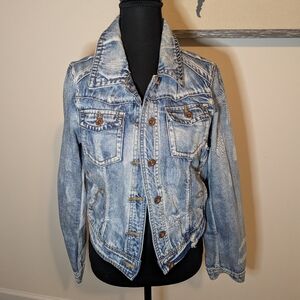 Distressed Cropped Denim Jacket
